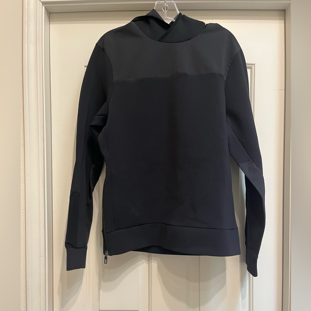 Lululemon Athletica Men's Black Scuba and Nylon Pullover Hoodie Medium, VGUC